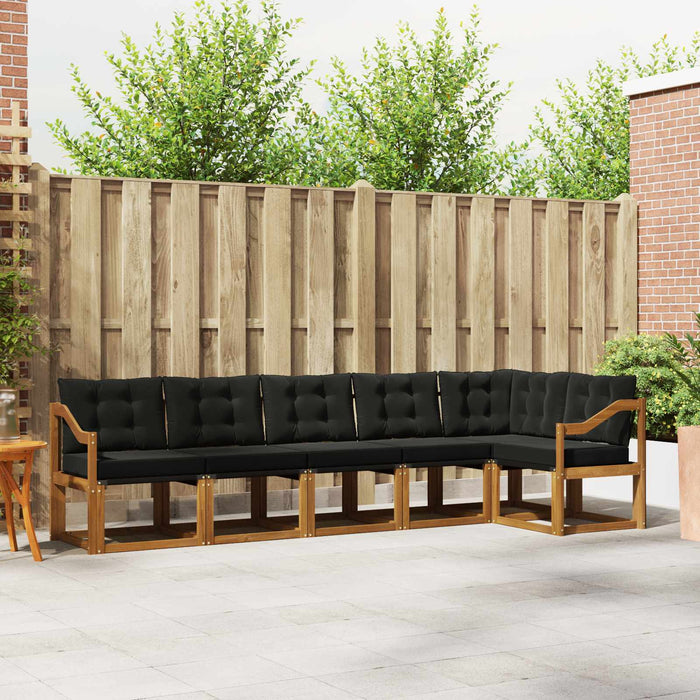 Set de canapele de exterior cu pernă 6 pcs Natural și Negru WALTI