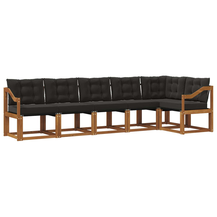Set de canapele de exterior cu pernă 6 pcs Natural și Negru WALTI