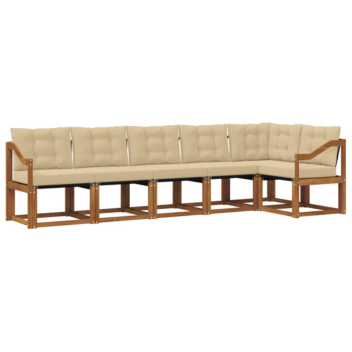 Set de canapele de exterior cu pernă 6 pcs Natural și Bej WALTI