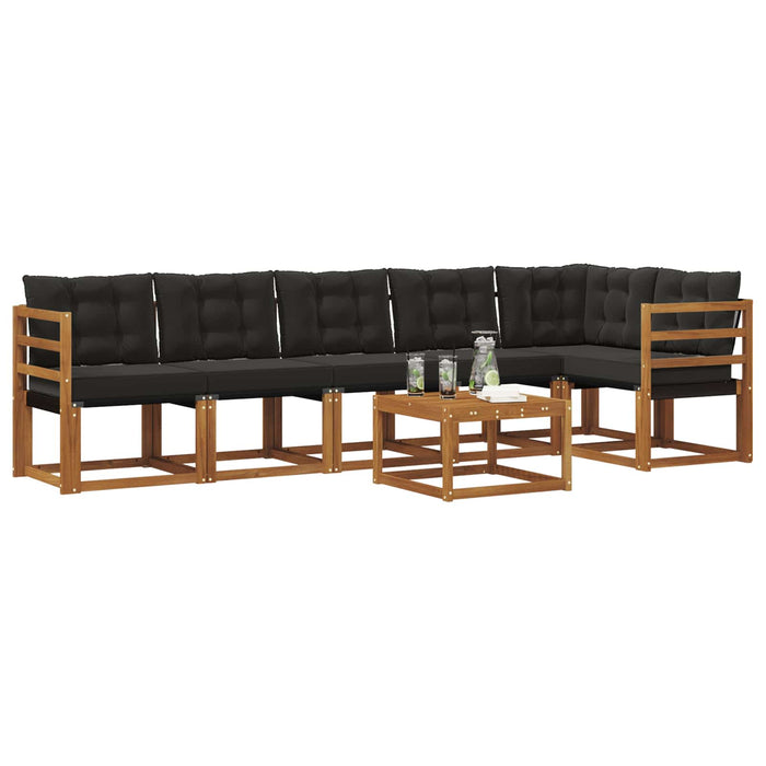 Set de canapele de exterior cu pernă 7 pcs Natural și Negru - WALTI WALTI