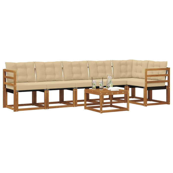 Set de canapele de exterior cu pernă 7 pcs Natural și Bej - WALTI WALTI
