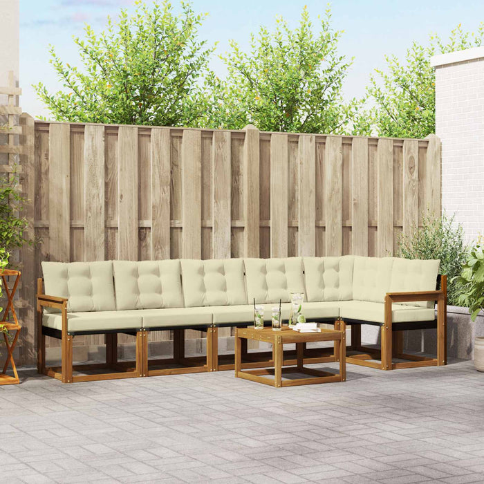 Set de canapele de exterior cu pernă 7 pcs Natural și Crem - WALTI WALTI