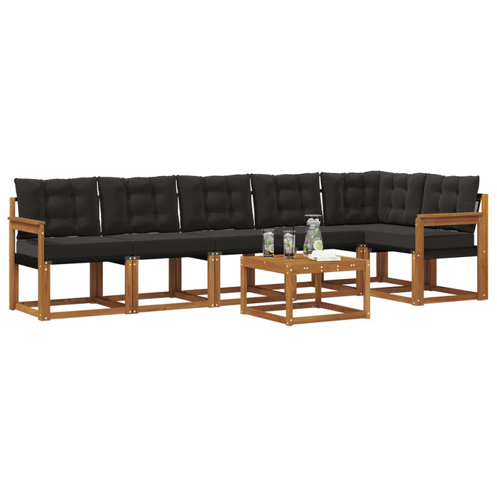 Set de canapele de exterior cu pernă 7 pcs Natural și Negru - WALTI WALTI