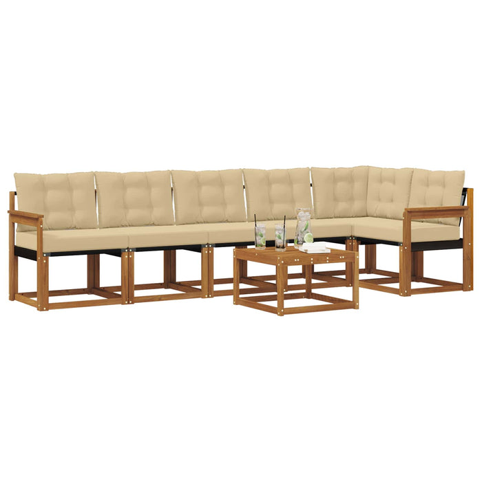 Set de canapele de exterior cu pernă 7 pcs Natural și Bej - WALTI WALTI