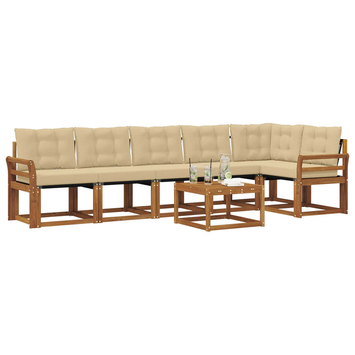 Set de canapele de exterior cu pernă 7 pcs Natural și Bej - WALTI WALTI