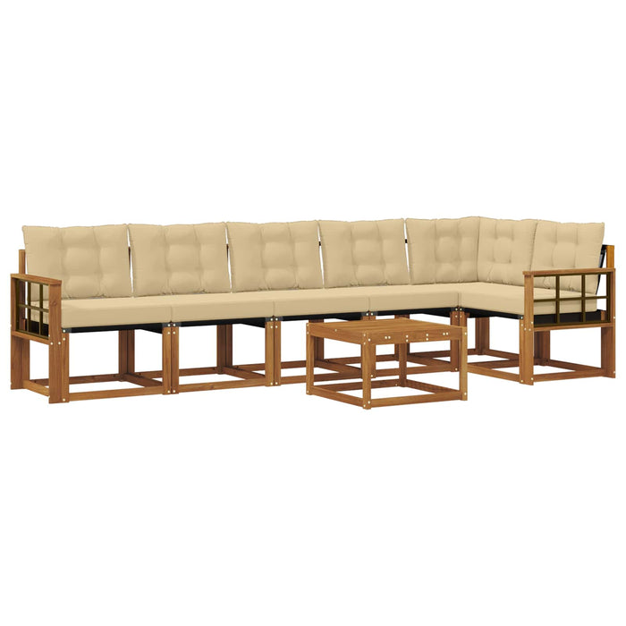 Set de canapele de exterior cu pernă 7 pcs Natural și Bej - WALTI WALTI