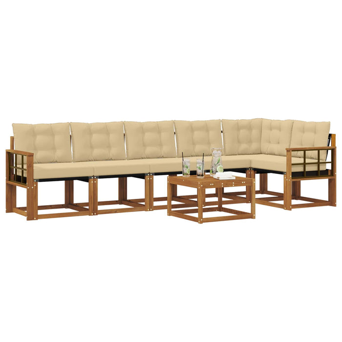 Set de canapele de exterior cu pernă 7 pcs Natural și Bej - WALTI WALTI