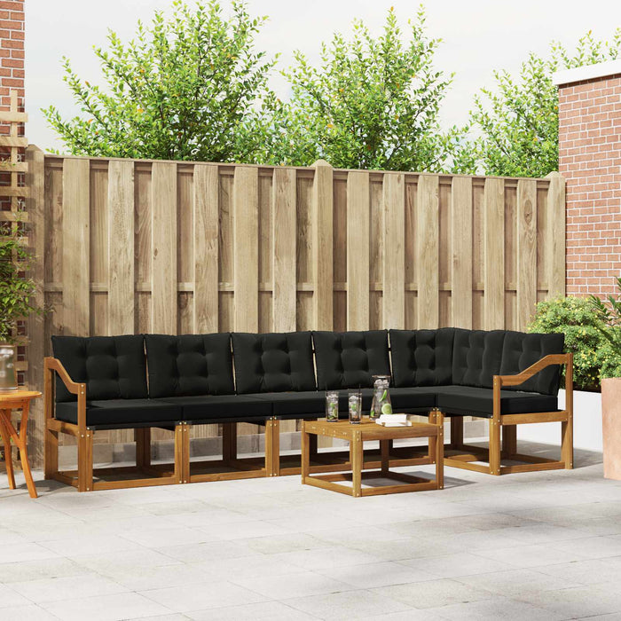 Set de canapele de exterior cu pernă 7 pcs Natural și Negru - WALTI WALTI
