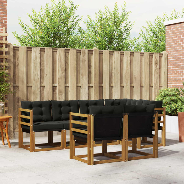 Set de canapele de exterior cu pernă 7 pcs Natural și Negru - WALTI WALTI