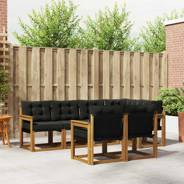 Set de canapele de exterior cu pernă 7 pcs Natural și Negru - WALTI WALTI