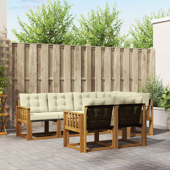 Set de canapele de exterior cu pernă 7 pcs Natural și Crem - WALTI WALTI