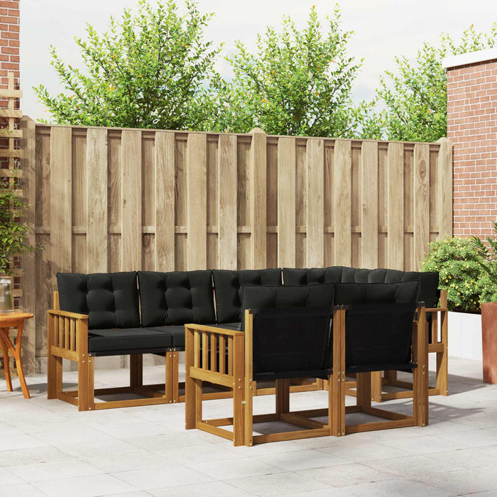 Set de canapele de exterior cu pernă 7 pcs Natural și Negru - WALTI WALTI
