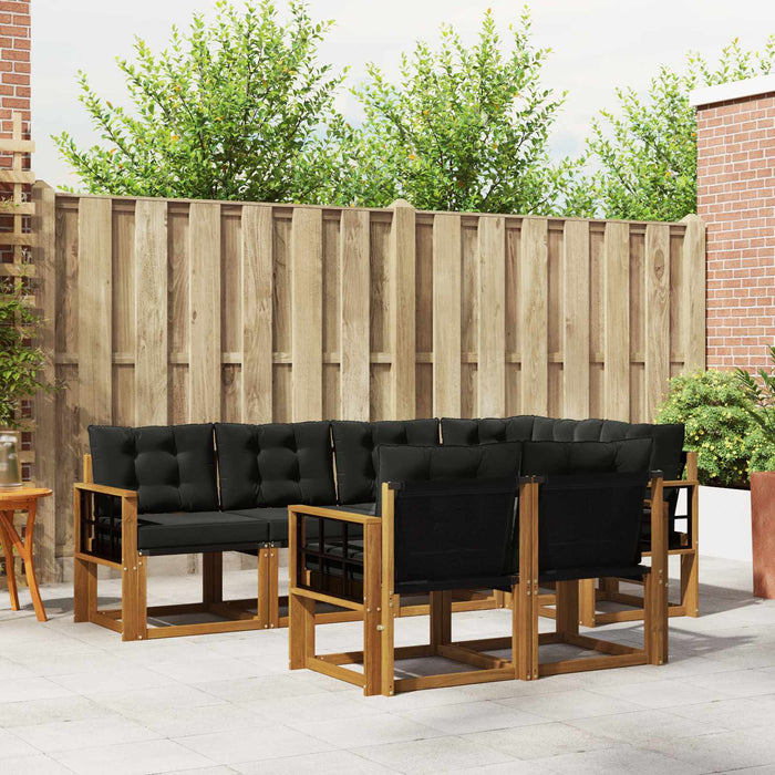 Set de canapele de exterior cu pernă 7 pcs Natural și Negru - WALTI WALTI