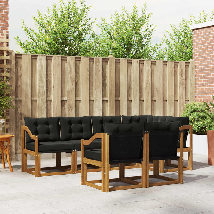 Set de canapele de exterior cu pernă 7 pcs Natural și Negru - WALTI WALTI
