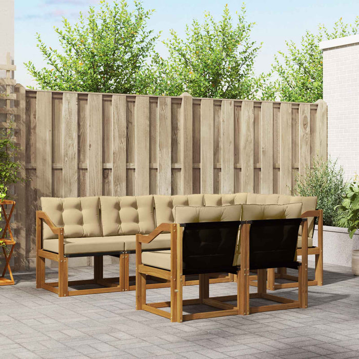 Set de canapele de exterior cu pernă 7 pcs Natural și Bej - WALTI WALTI