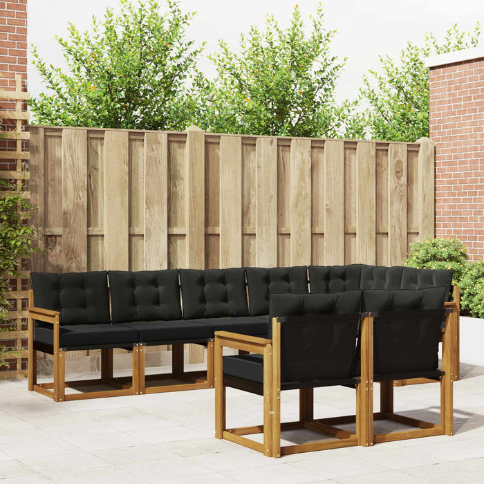 Set de canapele de exterior cu pernă 8 pcs Natural și Negru - WALTI WALTI