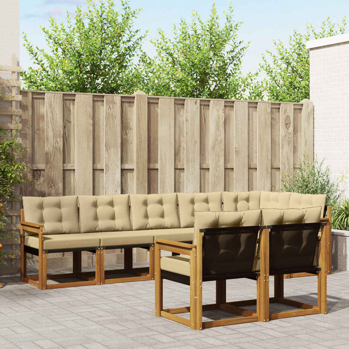 Set de canapele de exterior cu pernă 8 pcs Natural și Bej - WALTI WALTI