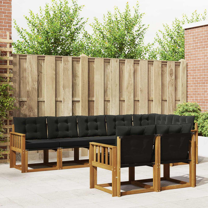 Set de canapele de exterior cu pernă 8 pcs Natural și Negru - WALTI WALTI