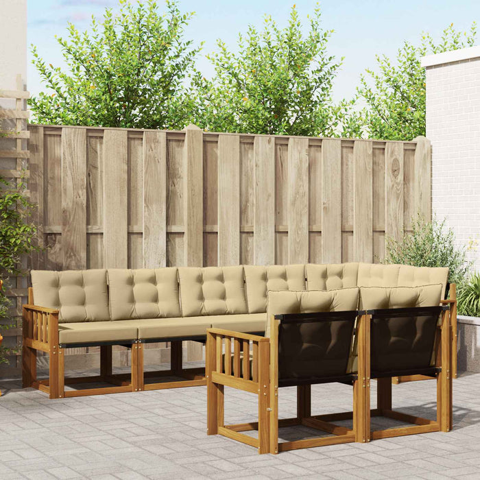Set de canapele de exterior cu pernă 8 pcs Natural și Bej - WALTI WALTI