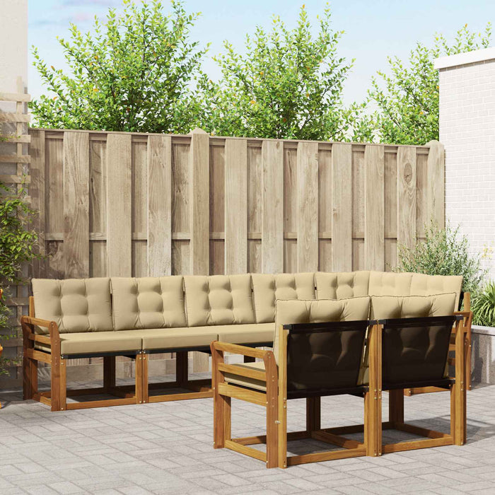 Set de canapele de exterior cu pernă 8 pcs Natural și Bej - WALTI WALTI