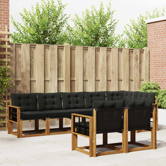Set de canapele de exterior cu pernă 8 pcs Natural și Negru - WALTI WALTI