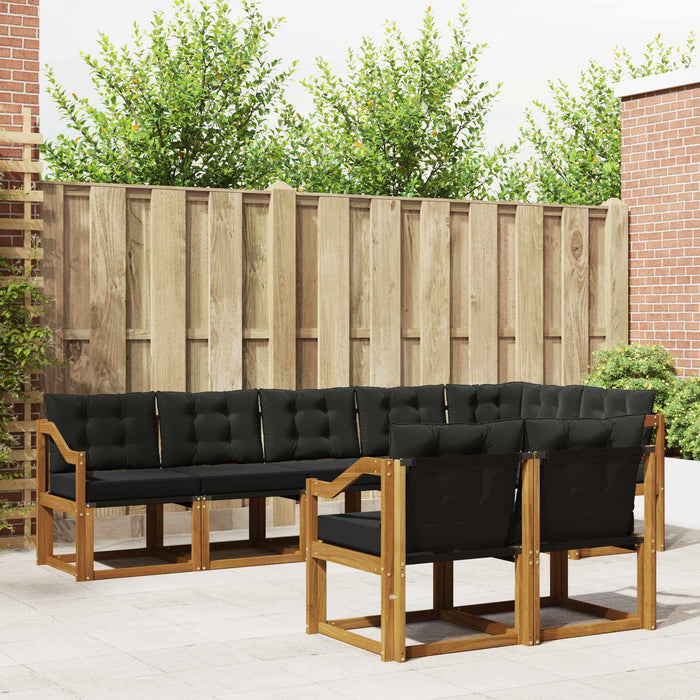 Set de canapele de exterior cu pernă 8 pcs Natural și Negru - WALTI WALTI