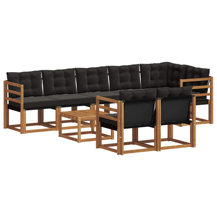 Set de canapele de exterior cu pernă 9 pcs Natural și Negru - WALTI WALTI