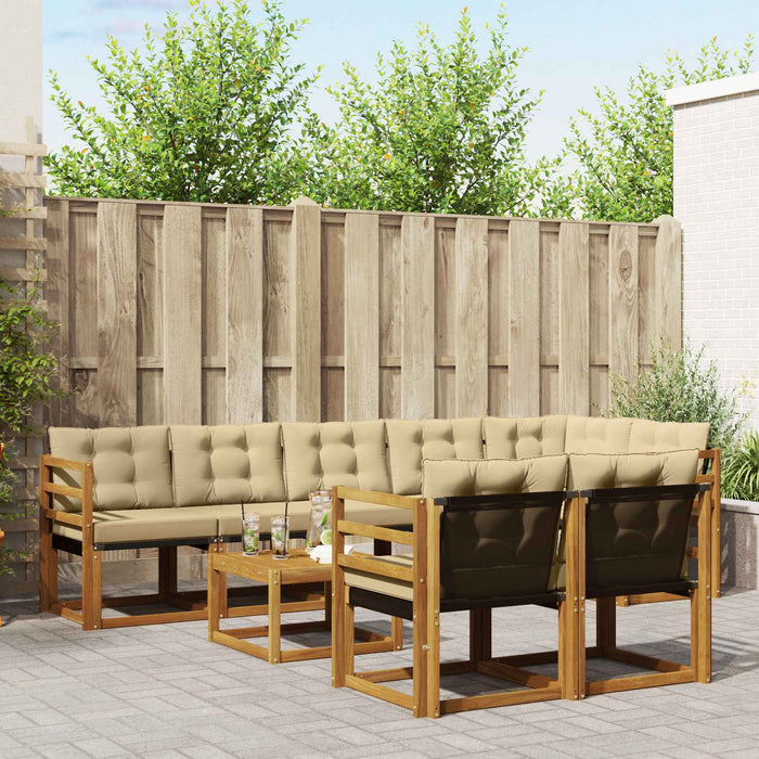 Set de canapele de exterior cu pernă 9 pcs Natural și Bej - WALTI WALTI