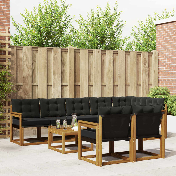 Set de canapele de exterior cu pernă 9 pcs Natural și Negru - WALTI WALTI
