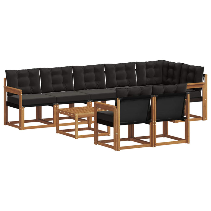 Set de canapele de exterior cu pernă 9 pcs Natural și Negru - WALTI WALTI