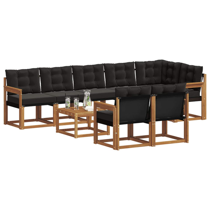Set de canapele de exterior cu pernă 9 pcs Natural și Negru - WALTI WALTI