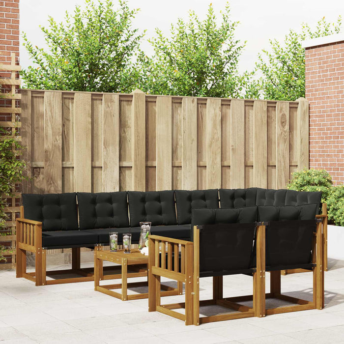 Set de canapele de exterior cu pernă 9 pcs Natural și Negru - WALTI WALTI