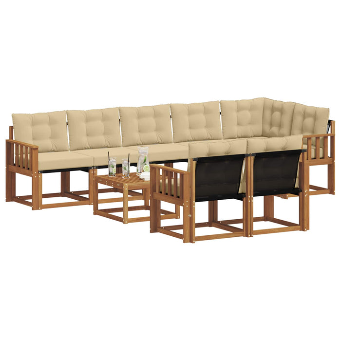Set de canapele de exterior cu pernă 9 pcs Natural și Bej - WALTI WALTI