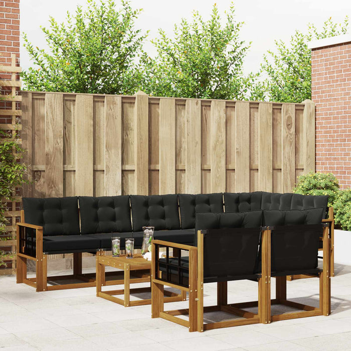 Set de canapele de exterior cu pernă 9 pcs Natural și Negru - WALTI WALTI