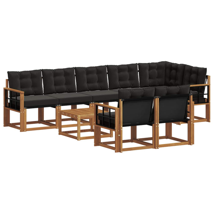 Set de canapele de exterior cu pernă 9 pcs Natural și Negru - WALTI WALTI