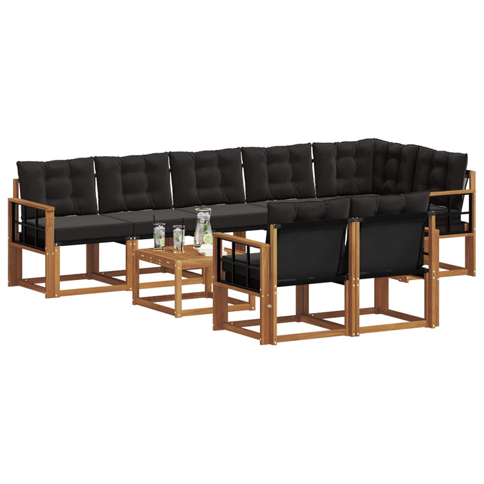 Set de canapele de exterior cu pernă 9 pcs Natural și Negru - WALTI WALTI
