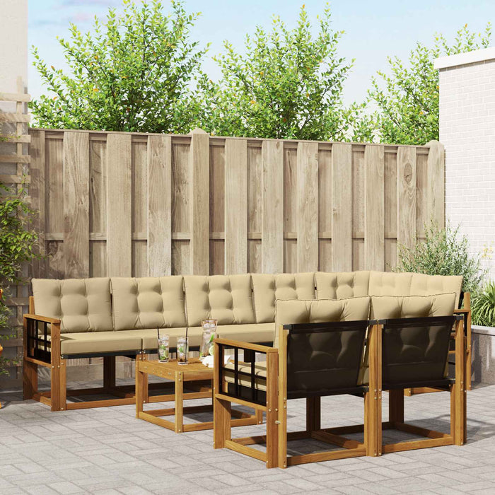 Set de canapele de exterior cu pernă 9 pcs Natural și Bej - WALTI WALTI