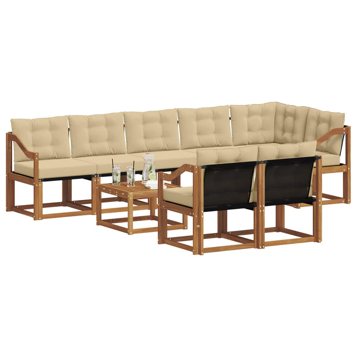 Set de canapele de exterior cu pernă 9 pcs Natural și Bej - WALTI WALTI