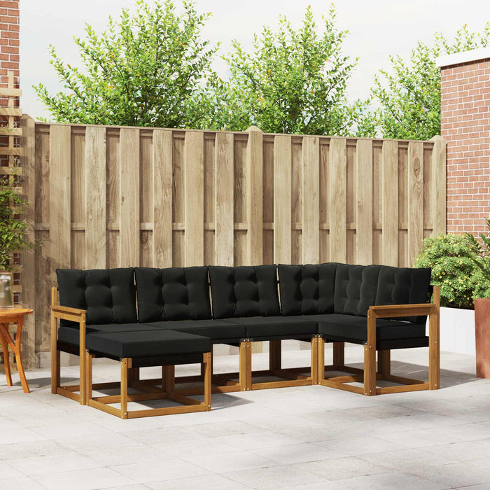 Set de canapele de exterior cu pernă 6 pcs Natural și Negru - WALTI WALTI