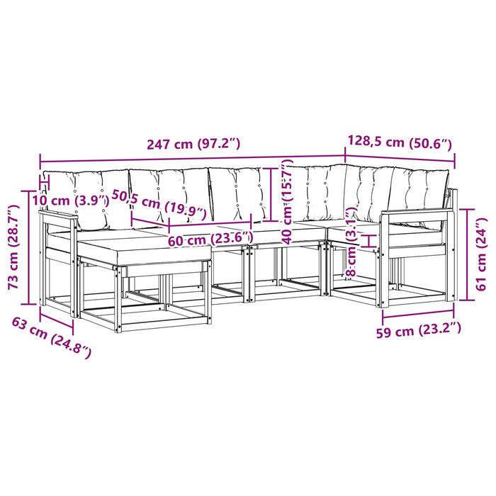 Set de canapele de exterior cu pernă 6 pcs Natural și Bej - WALTI WALTI