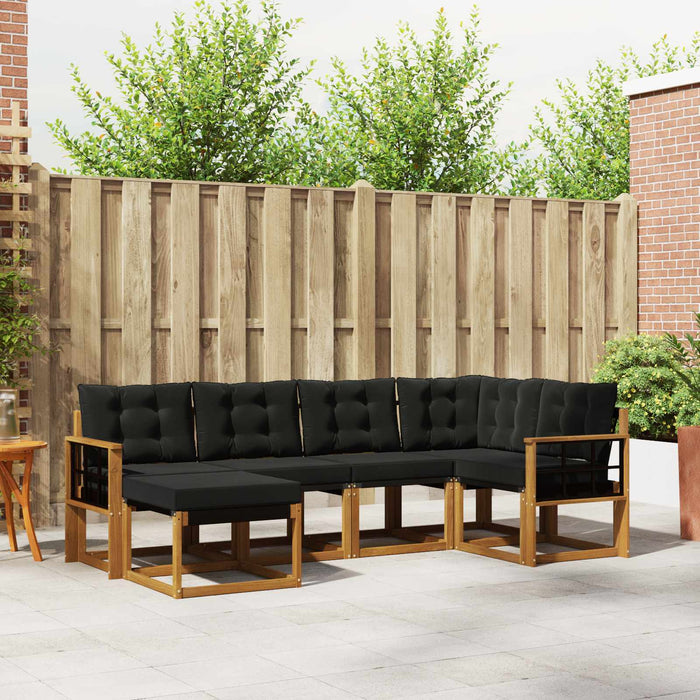 Set de canapele de exterior cu pernă 6 pcs Natural și Negru - WALTI WALTI