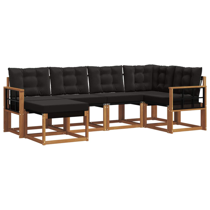 Set de canapele de exterior cu pernă 6 pcs Natural și Negru - WALTI WALTI
