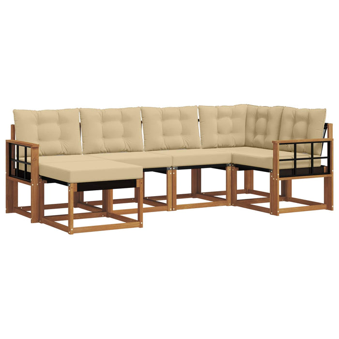 Set de canapele de exterior cu pernă 6 pcs Natural și Bej - WALTI WALTI