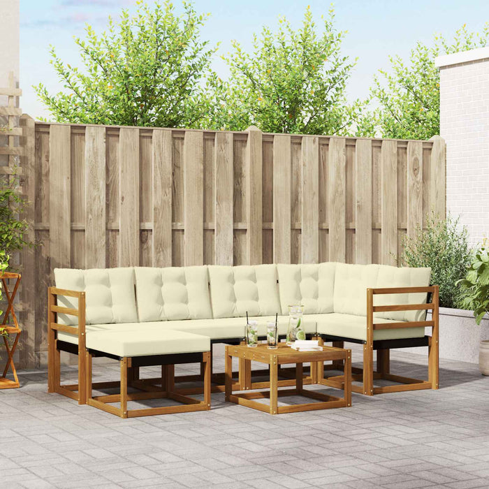Set de canapele de exterior cu pernă 7 pcs Natural și Crem - WALTI WALTI