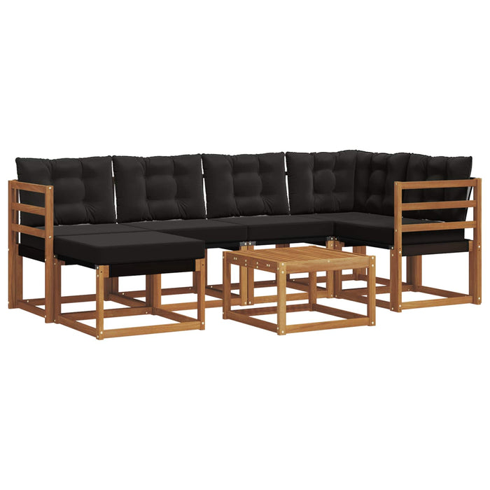 Set de canapele de exterior cu pernă 7 pcs Natural și Negru - WALTI WALTI