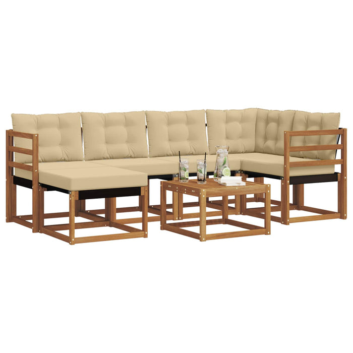 Set de canapele de exterior cu pernă 7 pcs Natural și Bej - WALTI WALTI