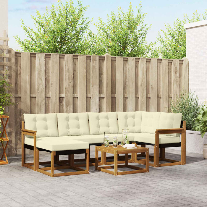 Set de canapele de exterior cu pernă 7 pcs Natural și Crem - WALTI WALTI