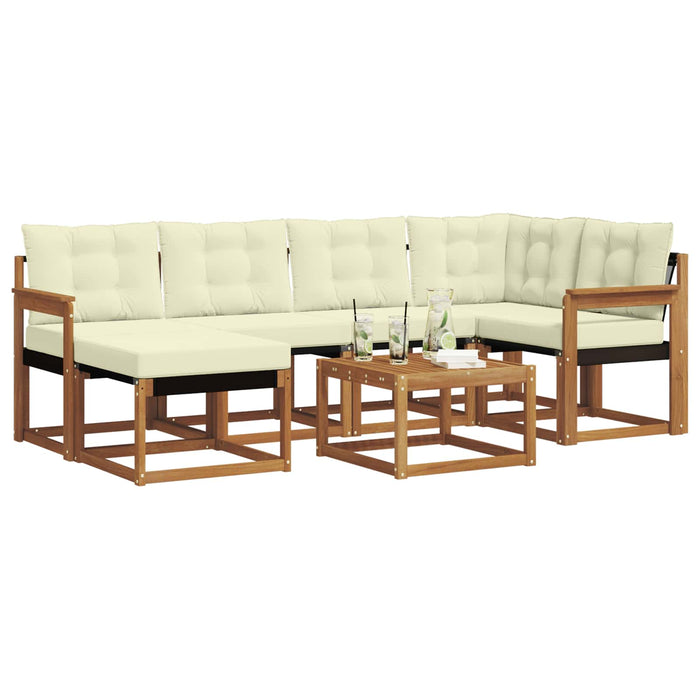 Set de canapele de exterior cu pernă 7 pcs Natural și Crem - WALTI WALTI