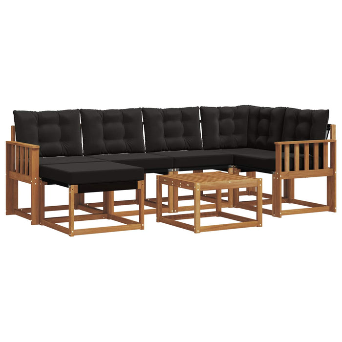 Set de canapele de exterior cu pernă 7 pcs Natural și Negru - WALTI WALTI