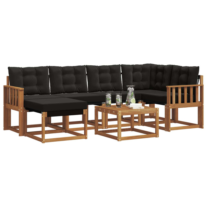 Set de canapele de exterior cu pernă 7 pcs Natural și Negru - WALTI WALTI